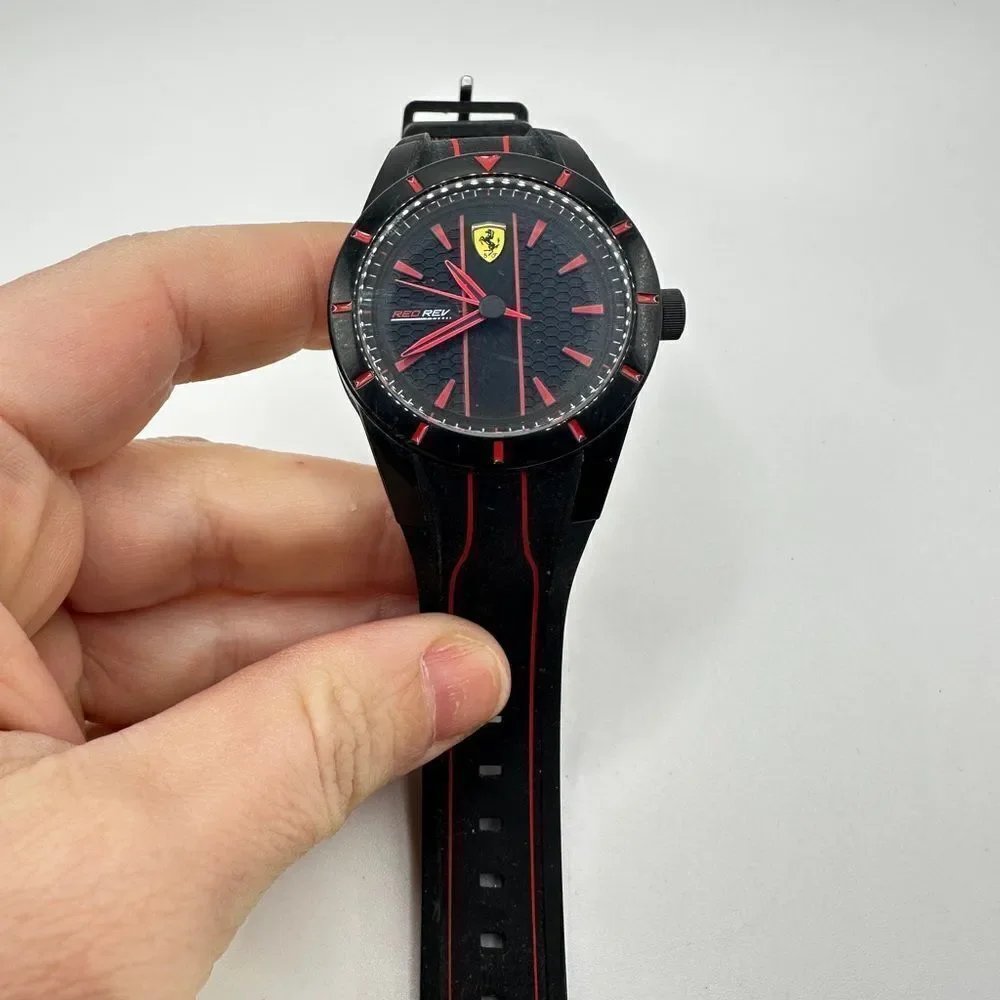 Scuderia‎ Ferrari Men's Red Rev Black Silicone Strap Watch - 38mm